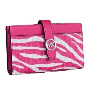 Michael Kors Medium Bifold Wallet  Pink Zebra